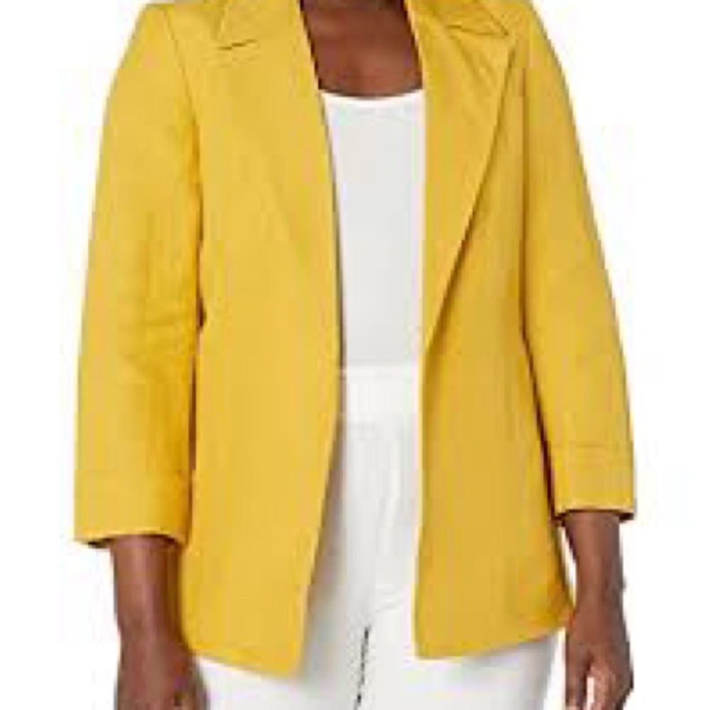 Kasper Yellow Open-Front Blazer Jacket